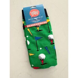 Lavley Mens Time To Par Tee Golf Socks‎ Green Novelty Crew Socks NWT One Size